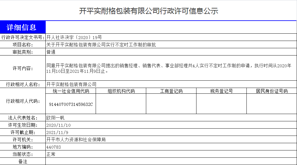 開平實(shí)耐格包裝不定時(shí)工作制審批行政許可公示.png