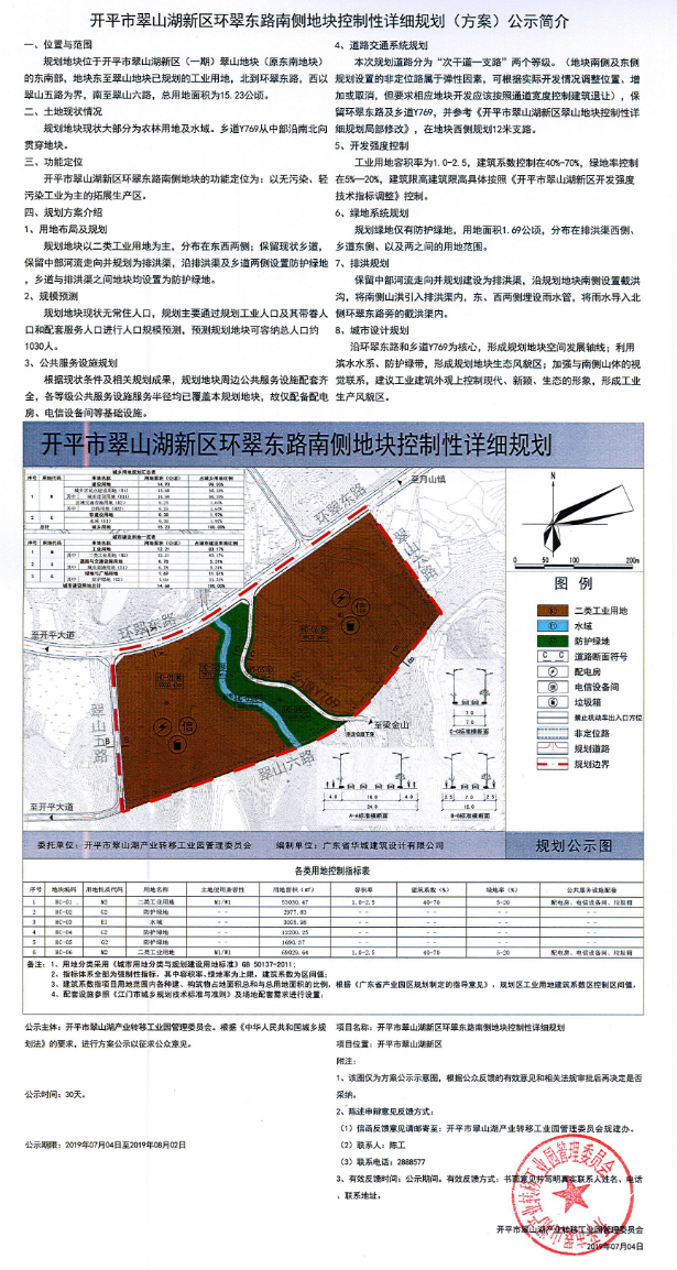 《開平市翠山湖新區(qū)環(huán)翠東路南側地塊控制性詳細規(guī)劃》方案公示.png